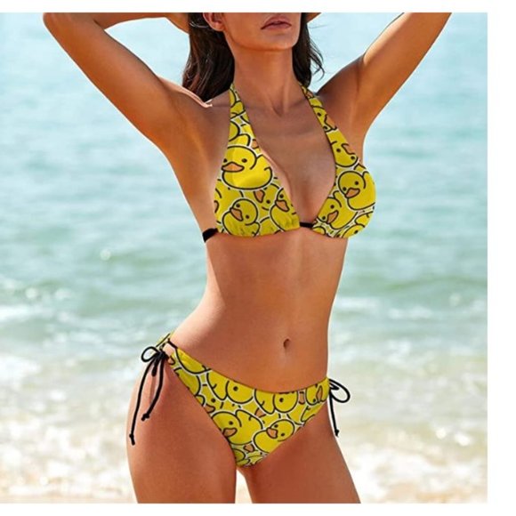 Tantalizing Rubber Duck Pattern Two Piece Swimsuit - Picture 4 of 7